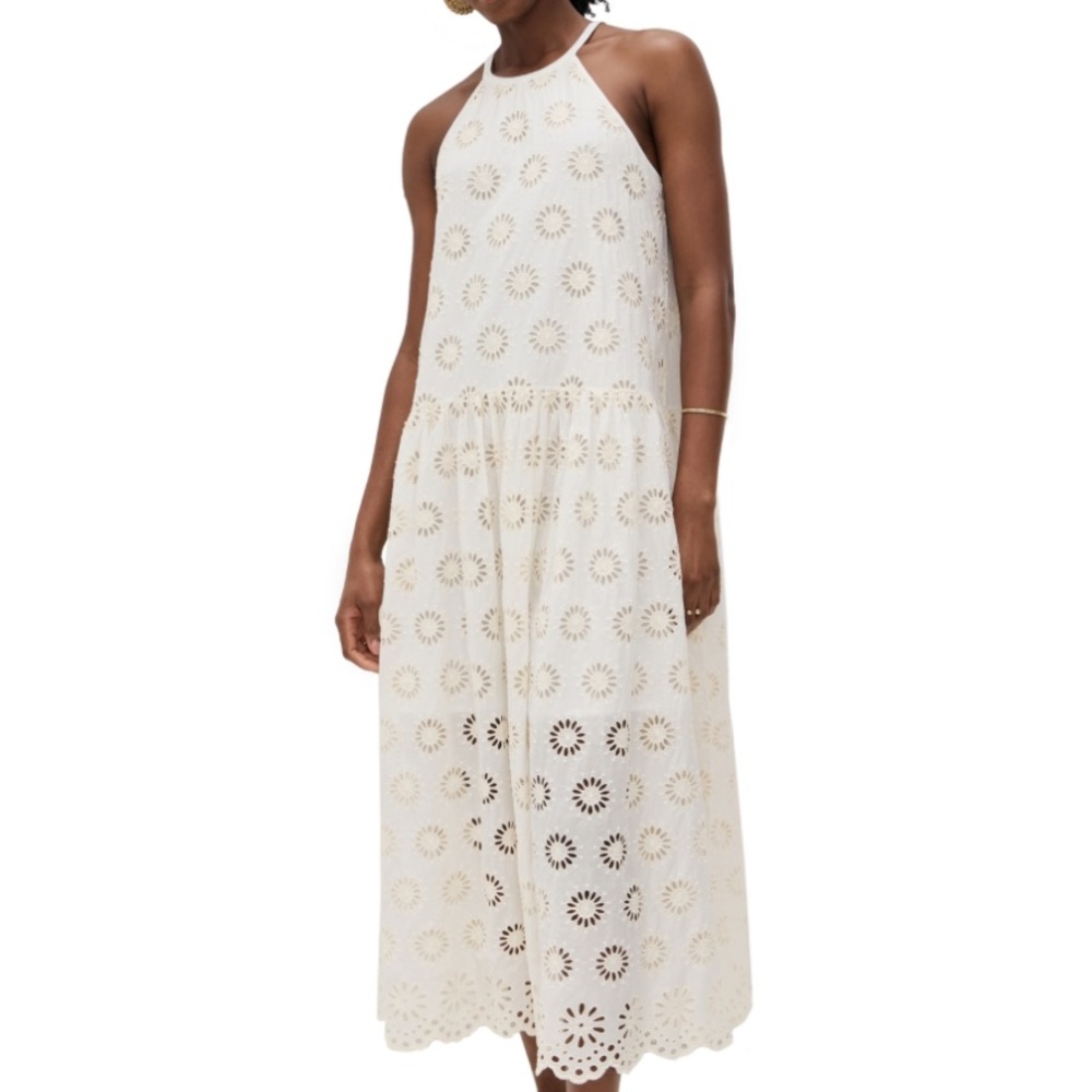 NWT Madewell Aubriella Floral Eyelet Maxi Dress In White Size Small.